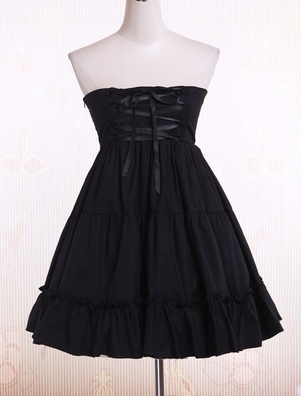 Gothic Lolita Dress Sk Black High Waist Ruffles Cotton Lolita Skirt