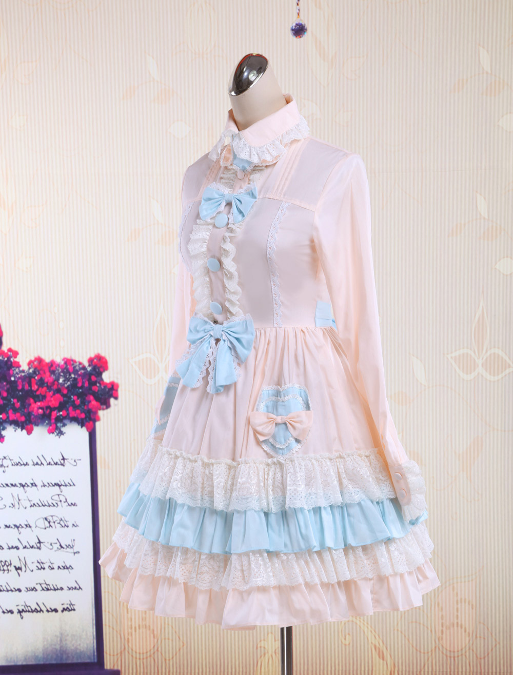 light pink and blue outfit