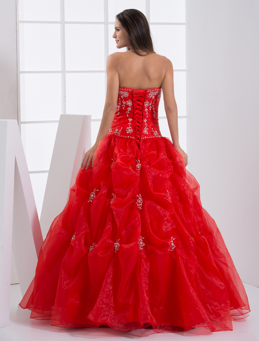 Ball Gown Red Strapless Quinceanera Dress - Milanoo.com