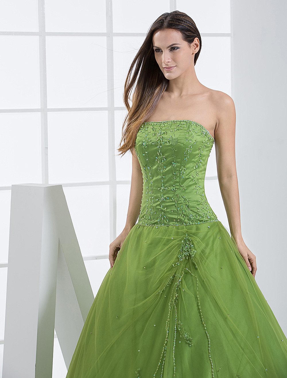Green Ball Gown Strapless Quinceanera Dress