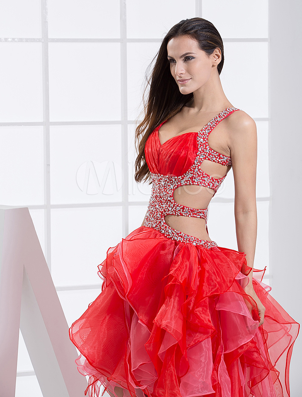 red tulle dress women's