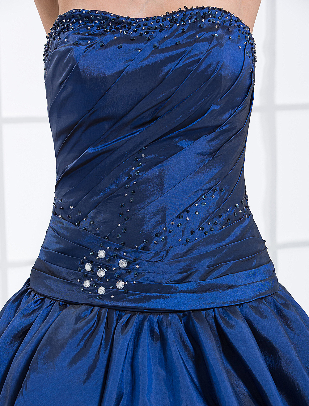 Royal Blue Strapless A Line Floor Length Taffeta Prom Dresses 5471