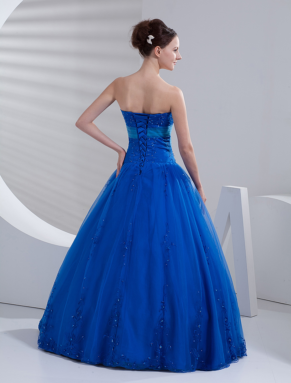 Elegant Ball Gown Royal Blue Tulle Quinceanera Dress - Milanoo.com