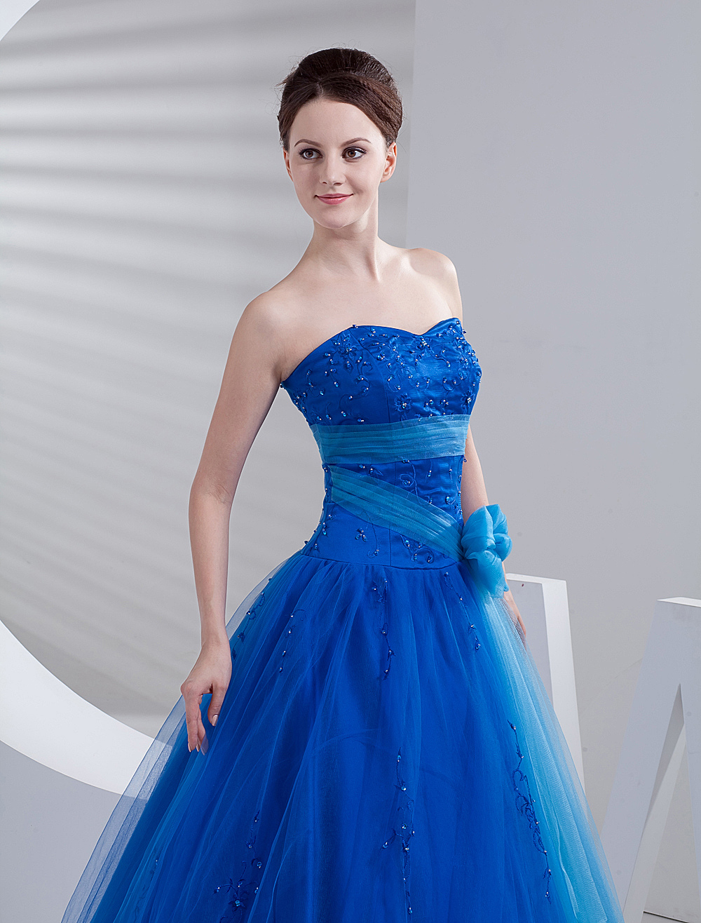 Elegant Ball Gown Royal Blue Tulle Quinceanera Dress