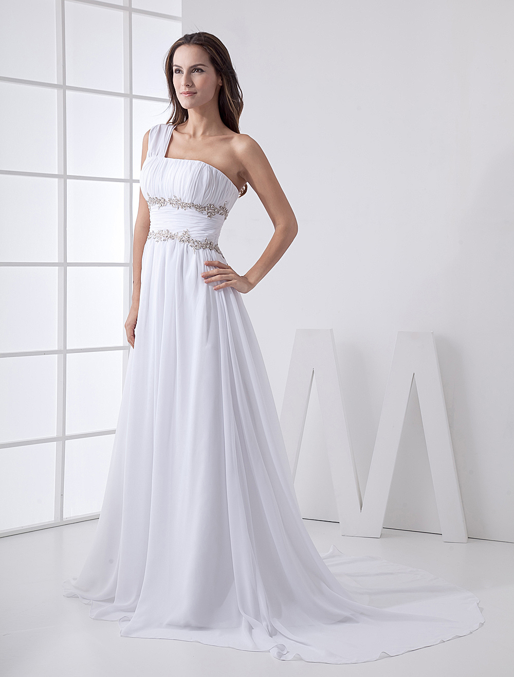 A-ligne dune épaule robe de mariée - Milanoo.com