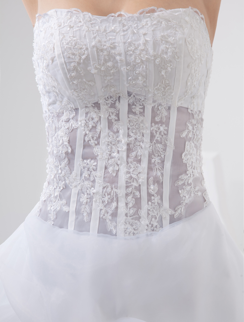 Sash Satin Organdie Wedding Dress