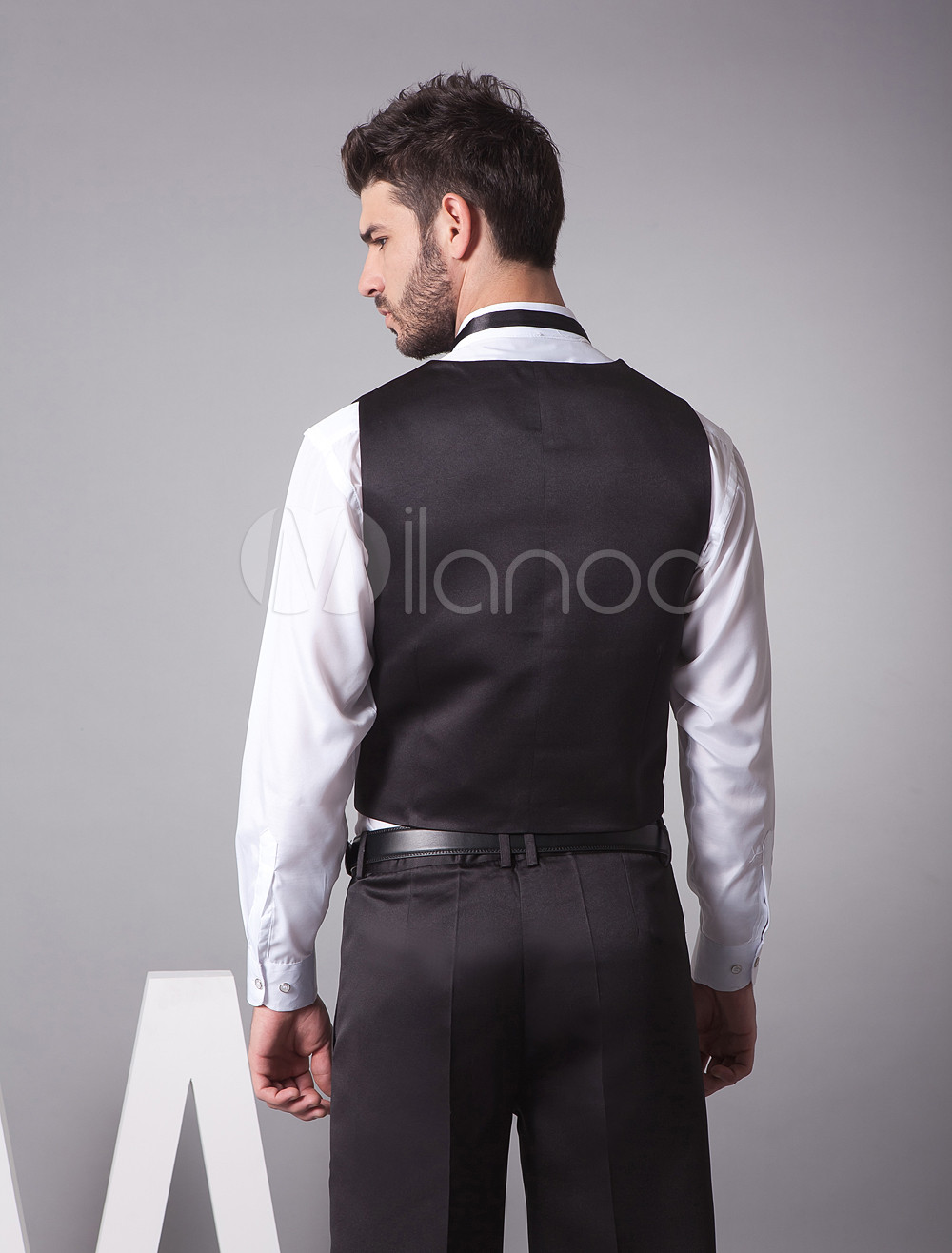 Handsome Black Satin Blending Men's Suit