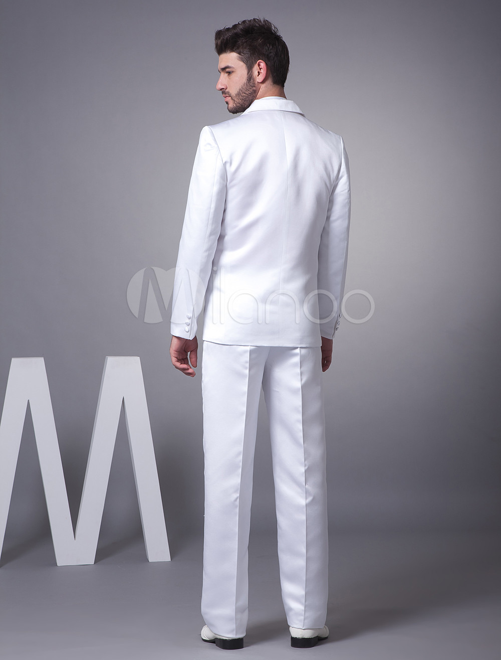 Nice White Single Breasted Button Worsted Groom Wedding Tuxedo ...