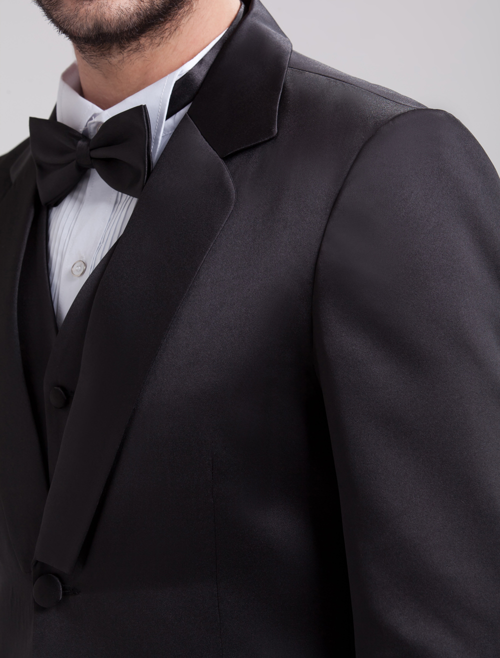 Traditional Black Single Breasted Button Worsted Groom Wedding Wear ...