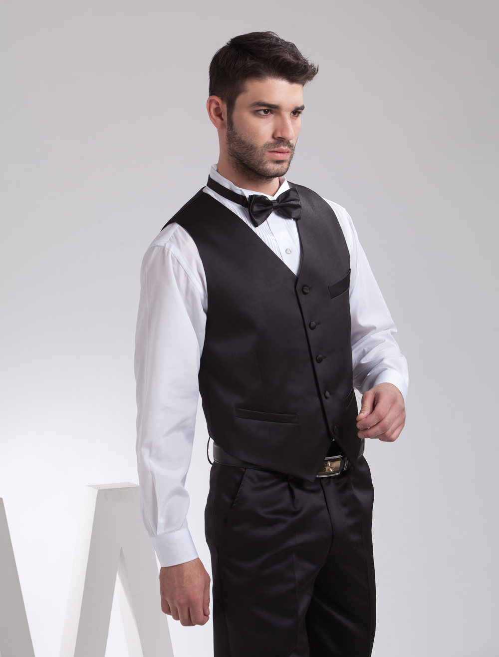 Traditional Black Single Breasted Button Worsted Groom Wedding Wear ...