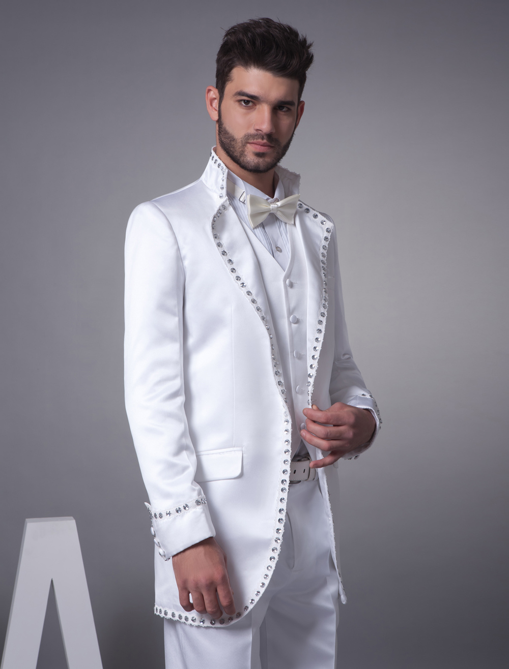 White Classic Satin Groom Wedding Suit