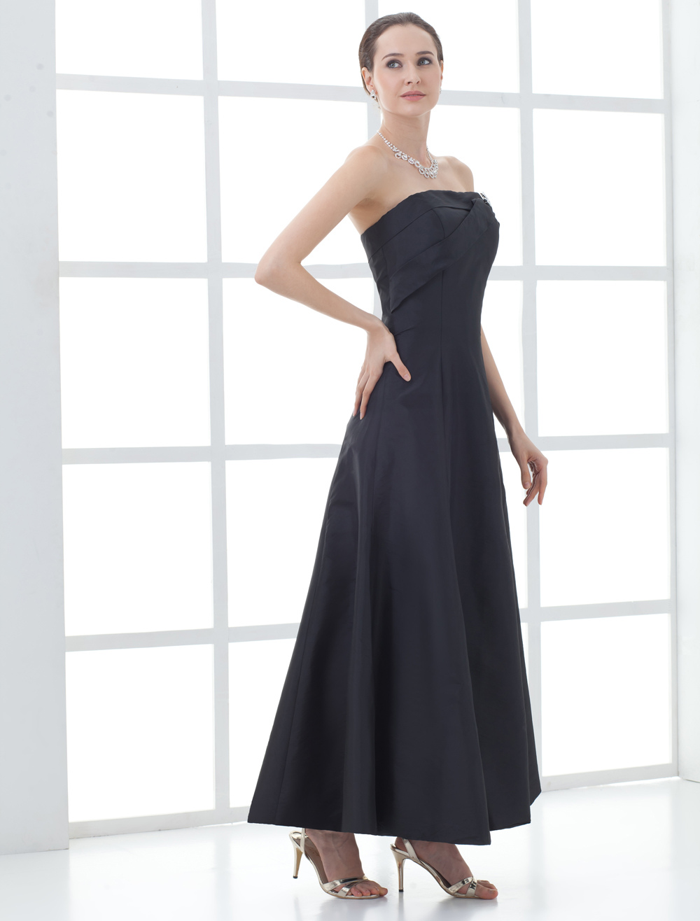 Glamour Black A-line Flower Taffeta Fashion Mother of the Bride Dress ...