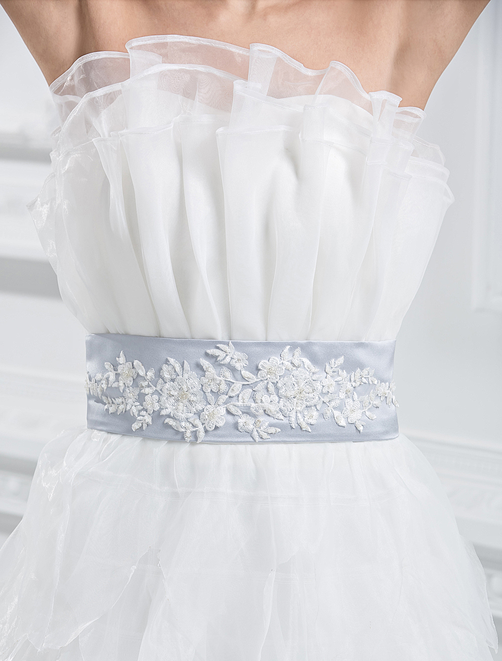 short white tulle wedding dress