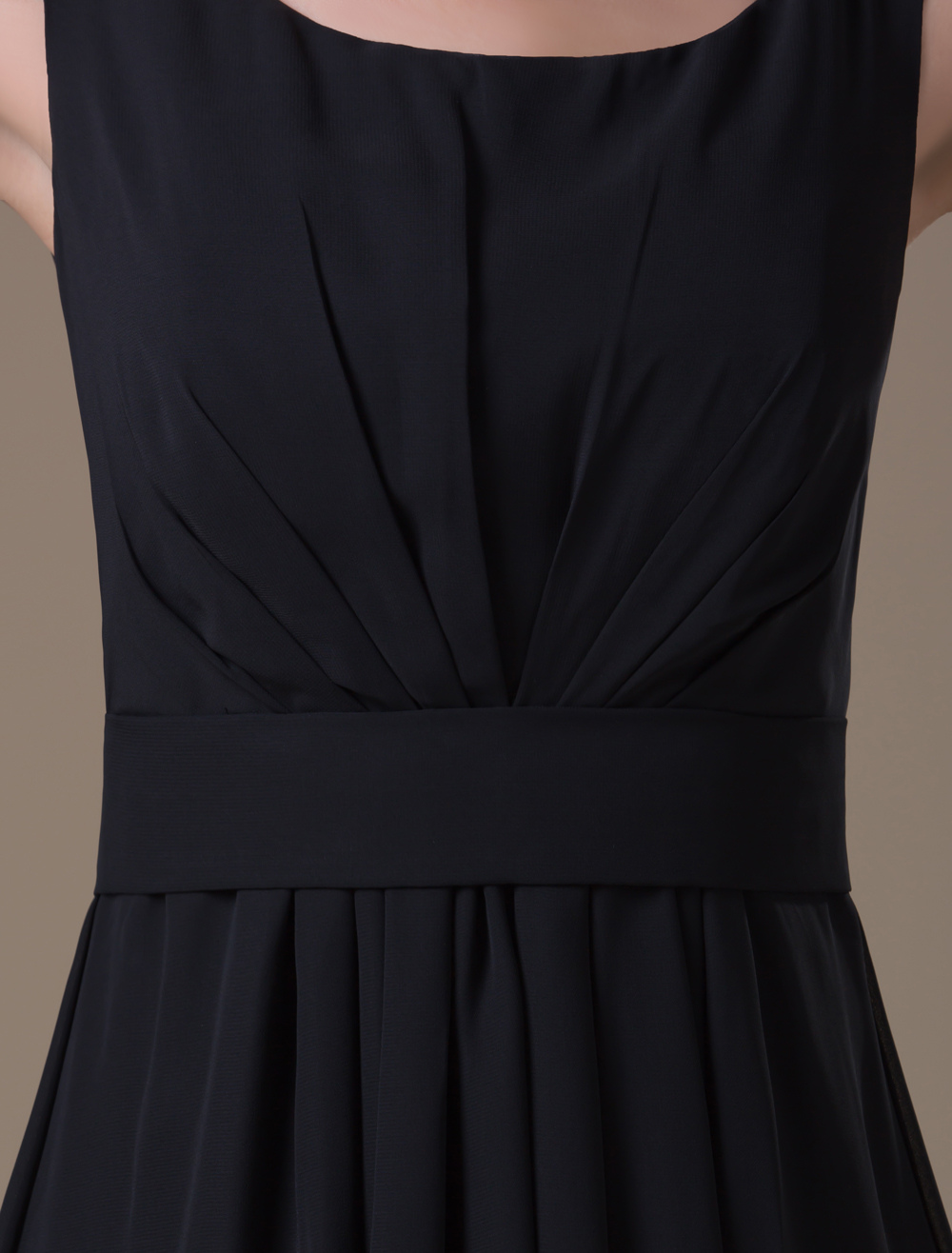 Black Chiffon Tea Length Maternity Bridesmaid Dress