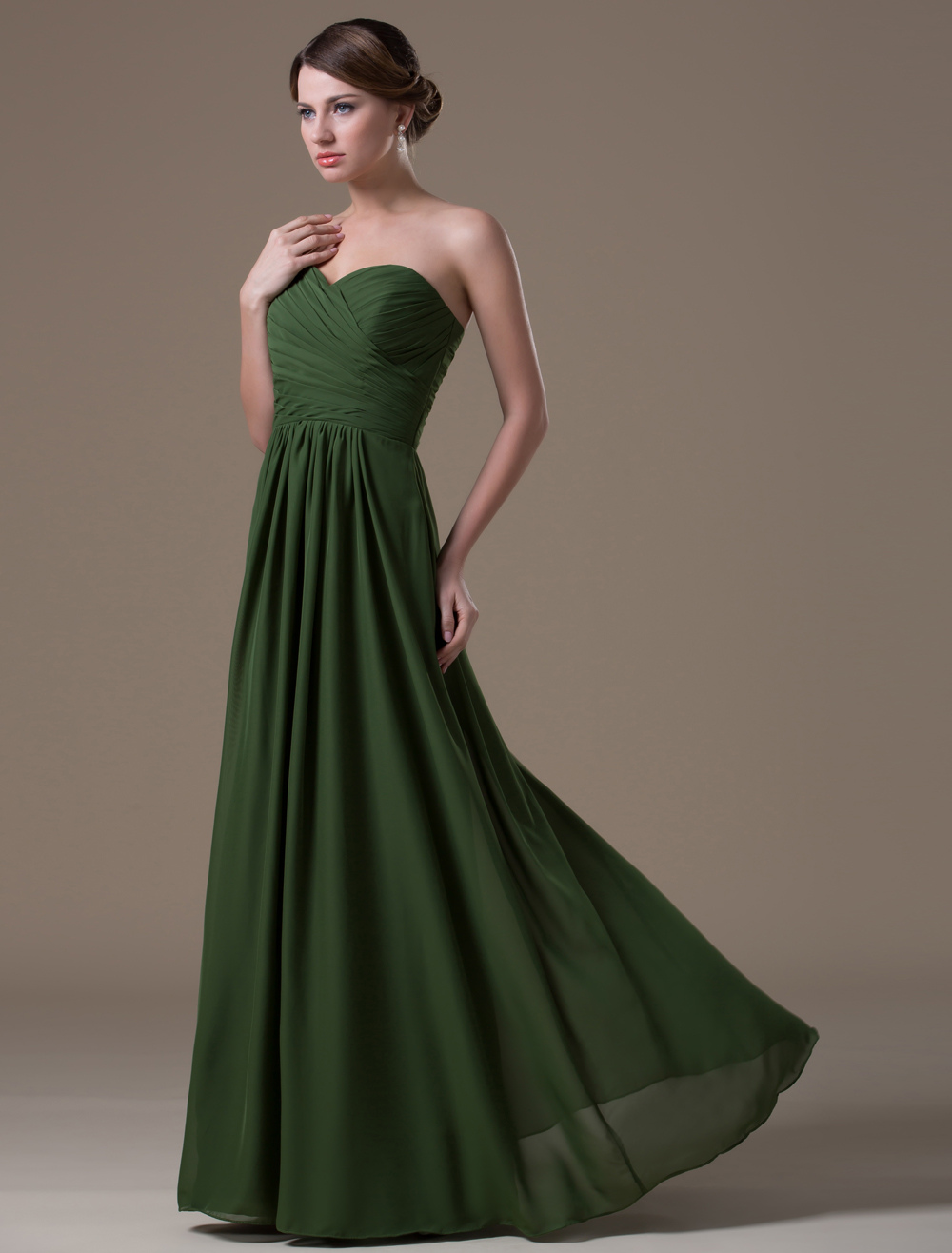 A-line Green Chiffon Maternity Bridesmaid Dress with Empire Waist ...