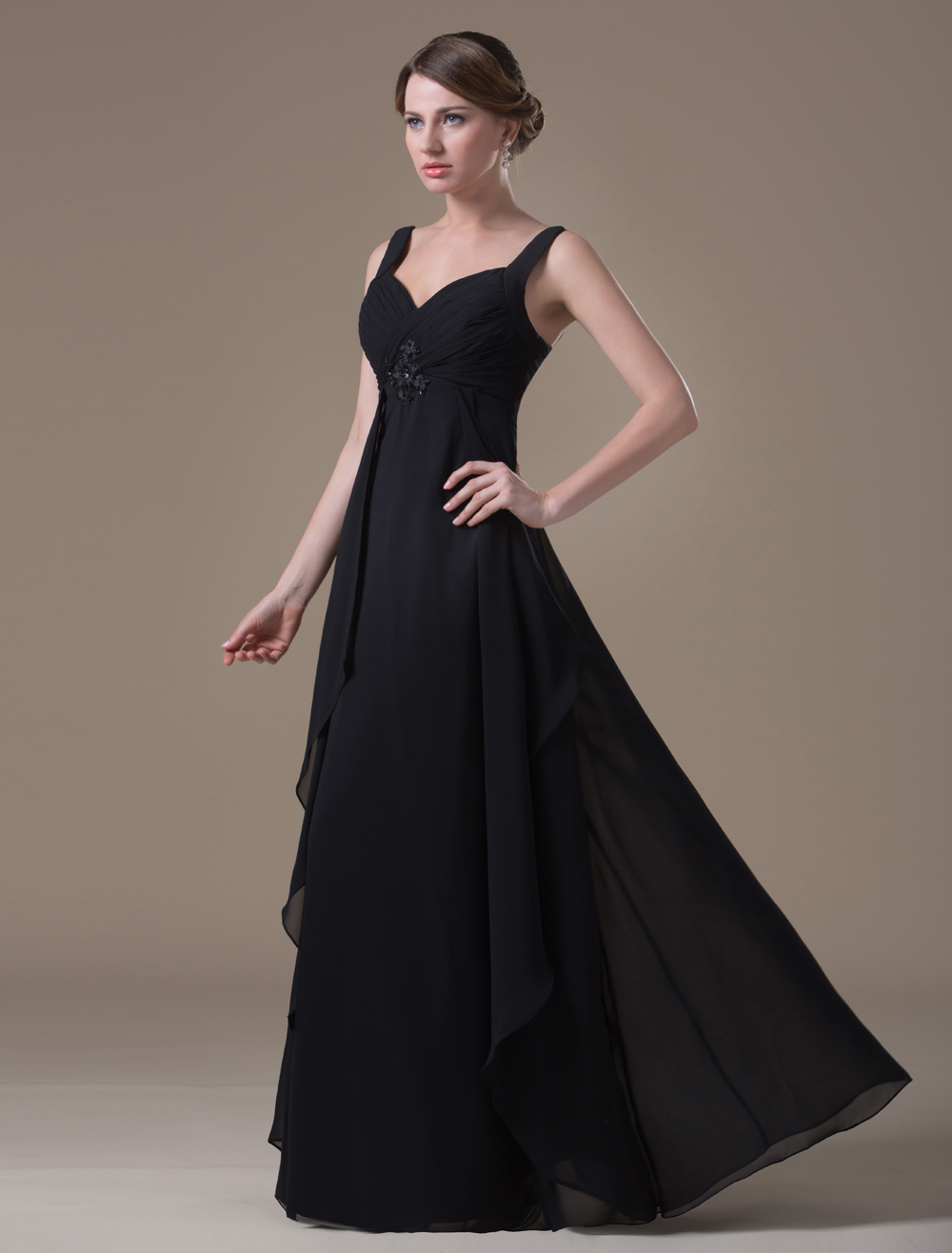 Sexy Black Spandex Chiffon A-line Maternity Bridesmaid Dress - Milanoo.com