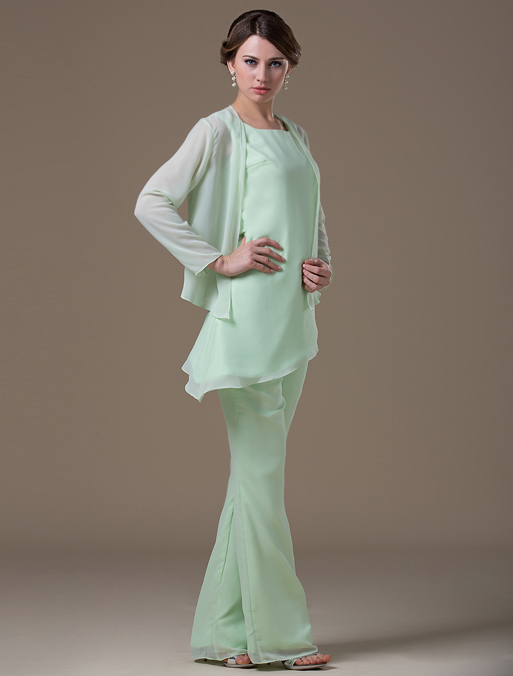 Mint Green Mother Of The Bride Suit Asymmetrical Chiffon Suit Milanoo Com