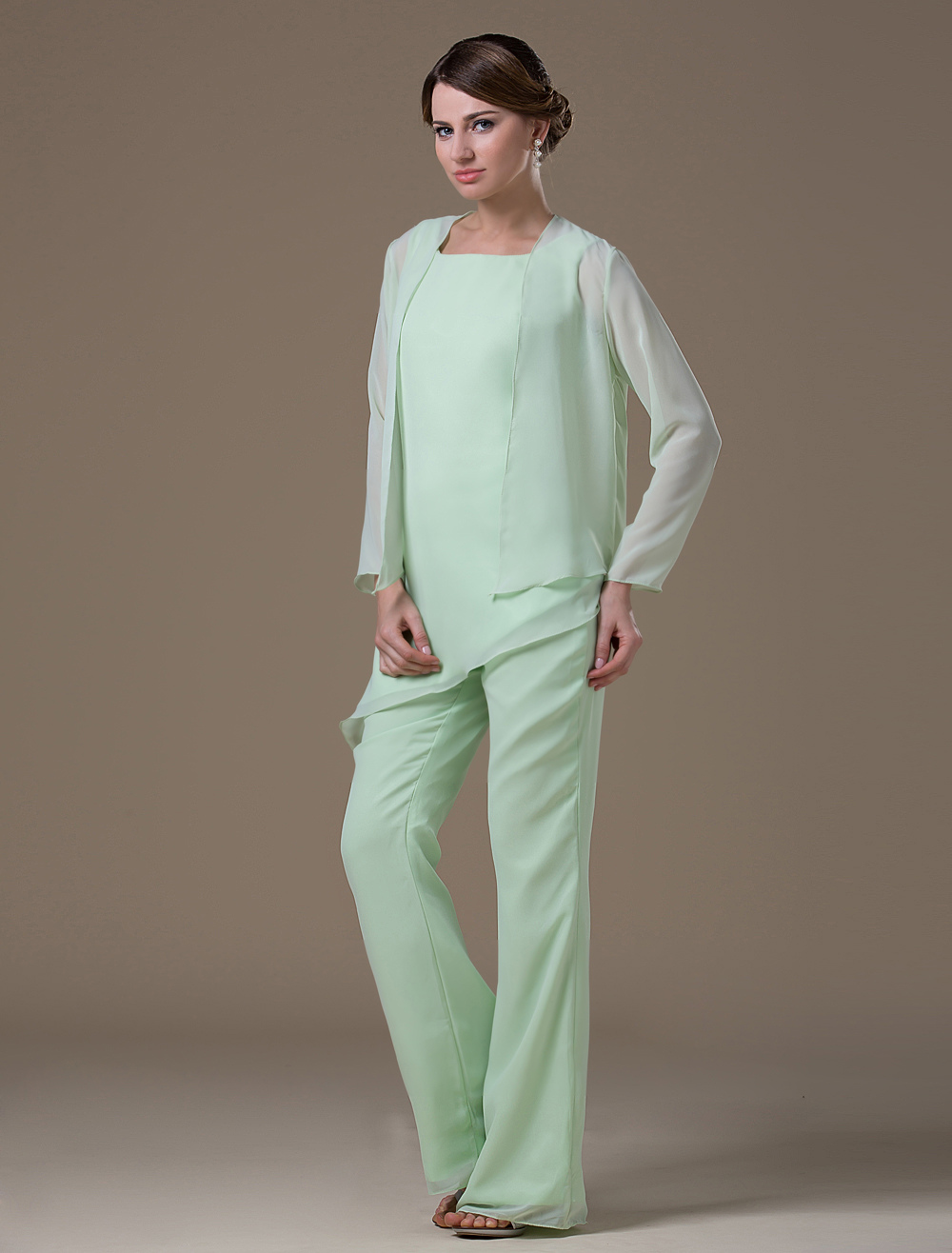 Mint Green Mother of the Bride Suit Asymmetrical Chiffon Suit - Milanoo.com