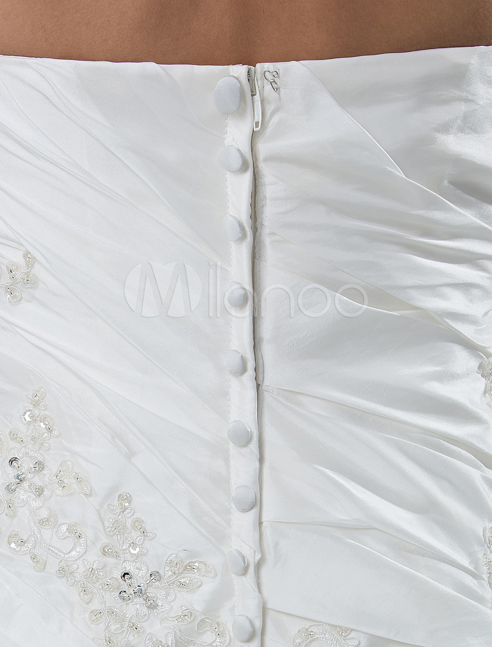 A-line Strapless Beading Embroidery Taffeta Wedding Dress - Milanoo.com