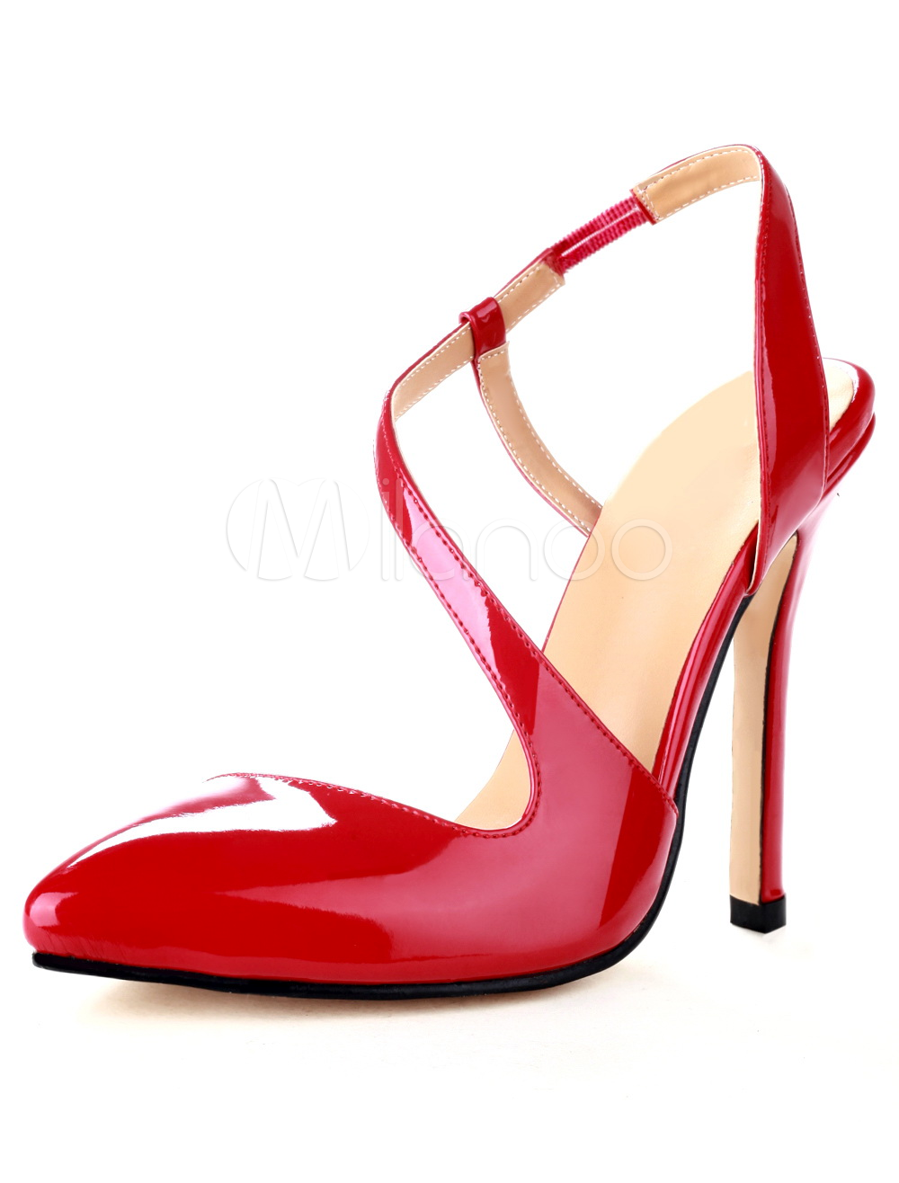 red pointed stiletto heels