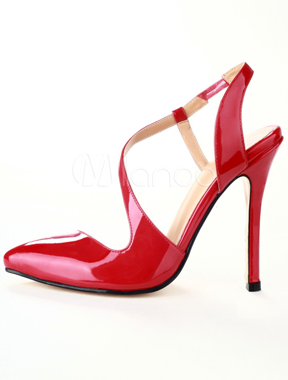 red pointed stiletto heels