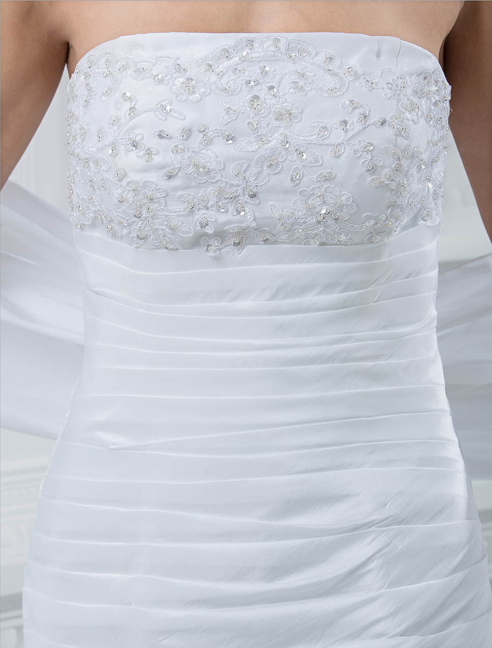 Strapless Beaded Taffeta Mini Wedding Dress - Milanoo.com