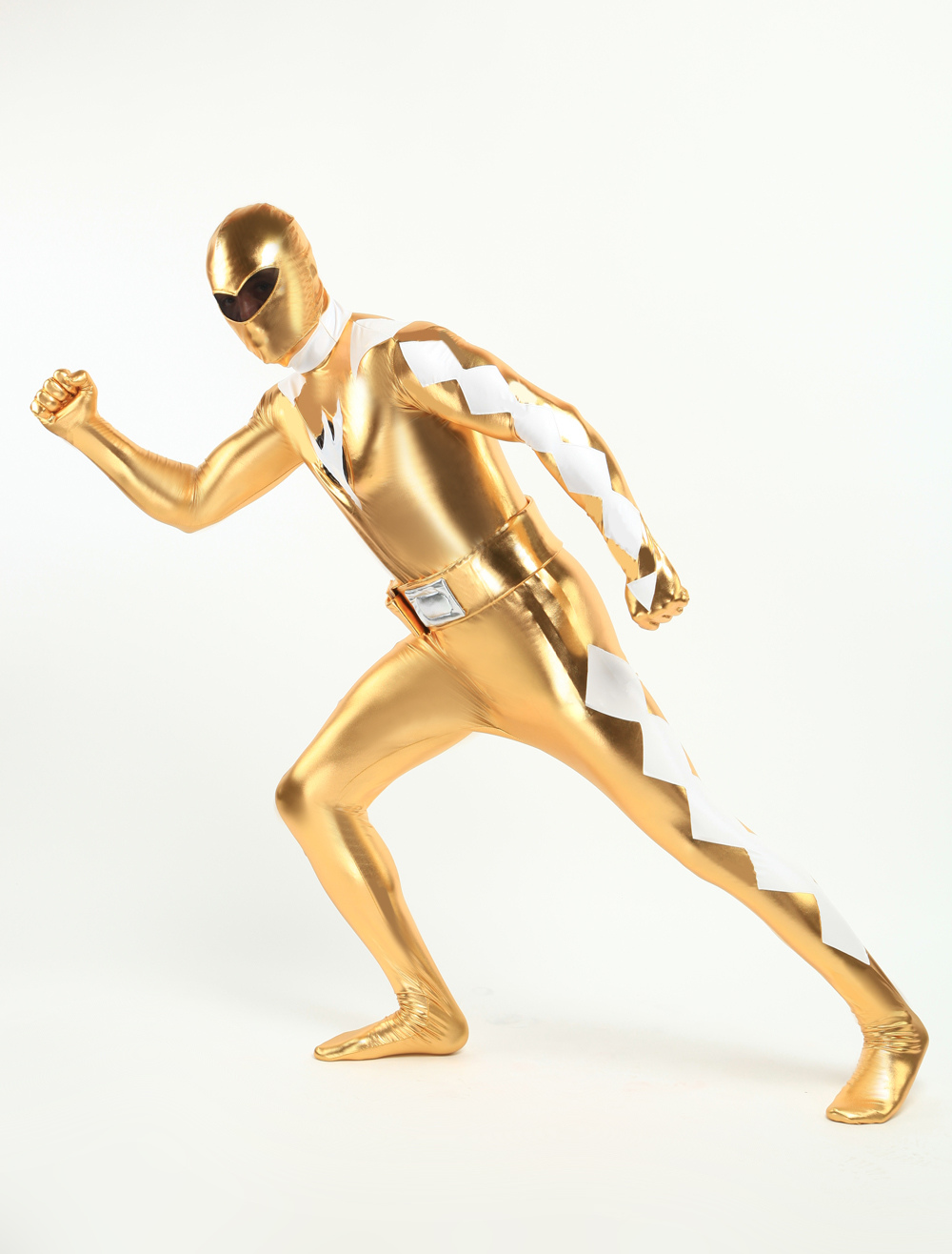 Morph Suit Golden Super Hero Shiny Metallic Fabric Zentai Suit Unisex