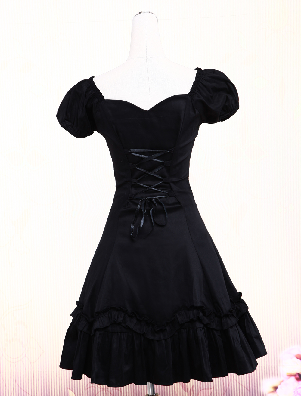 Black Short Sleeves Bow Cotton Classic Lolita Dress - Milanoo.com