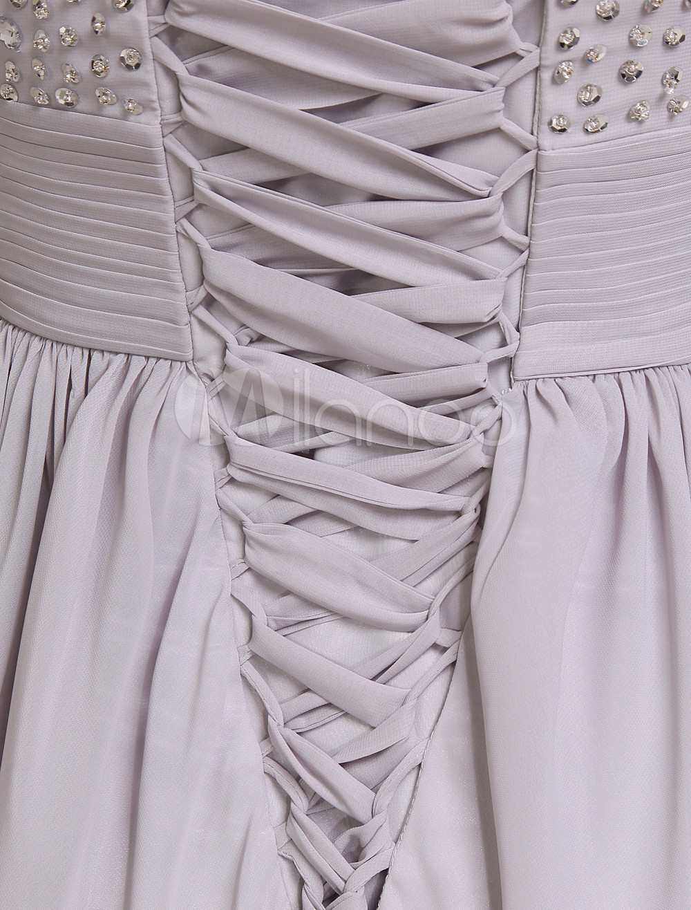 Short Chiffon Dress with Sweetheart Neck Shining Decor Ivory Plus Size