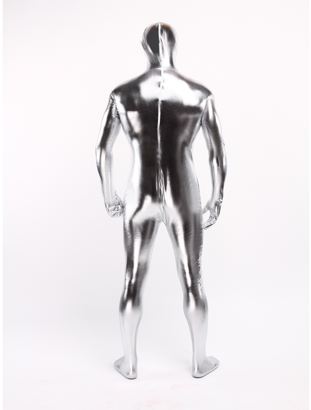 Silver Shiny Metallic Zentai Suit Halloween Costume Cosplay Halloween