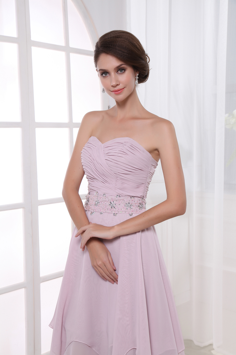 A-line Pink Chiffon Asymmetrical Women's Prom Dress - Milanoo.com