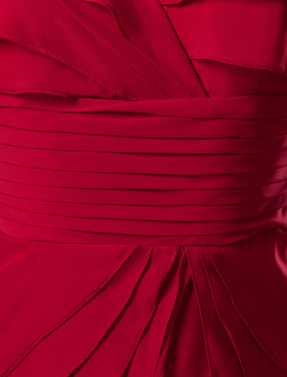 Red Cascading Ruffle V-Neck Chiffon Knee-Length Cocktail Dress ...