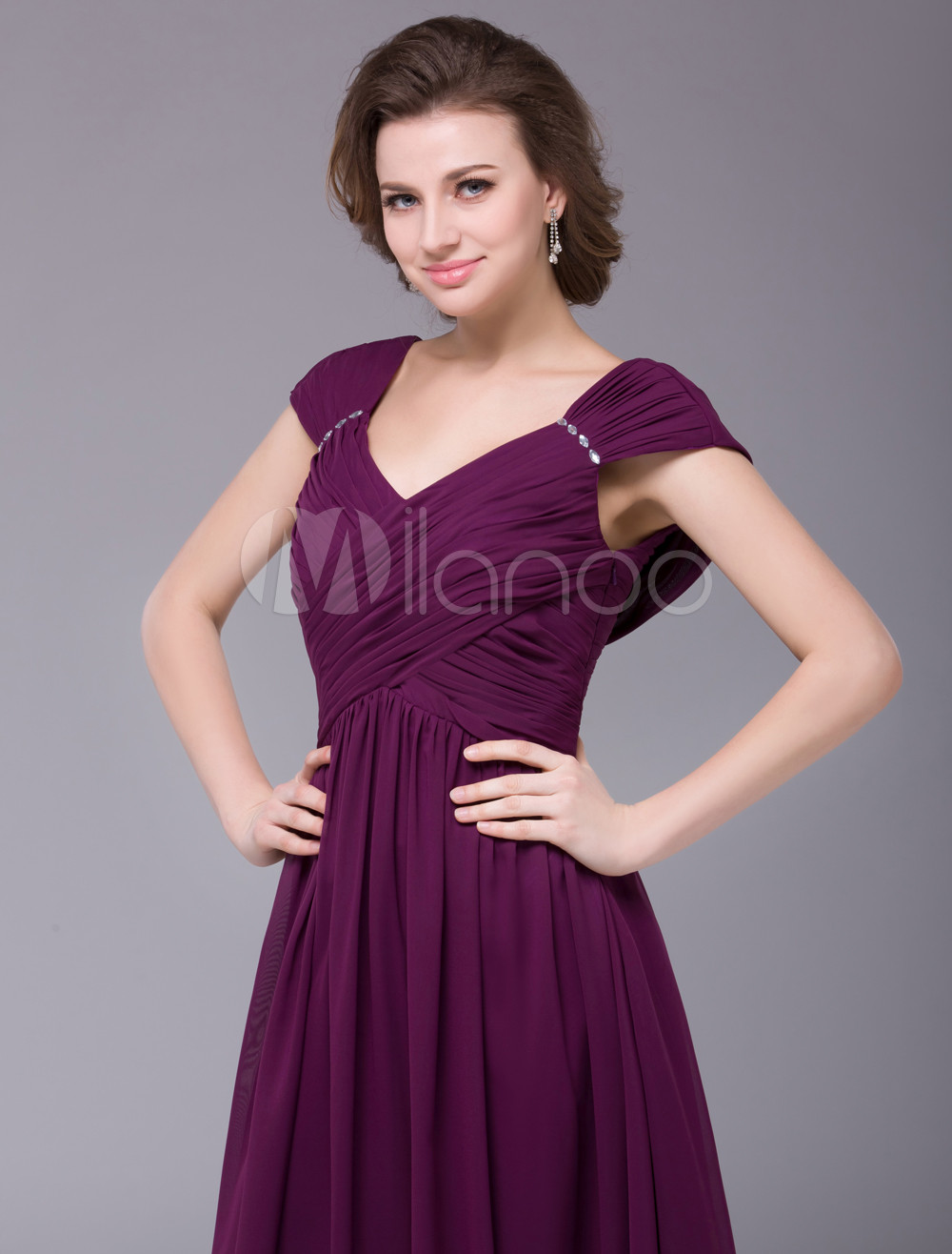 Grape A-line Chiffon Mother of the Bride Dress with Sweetheart Neck Off ...