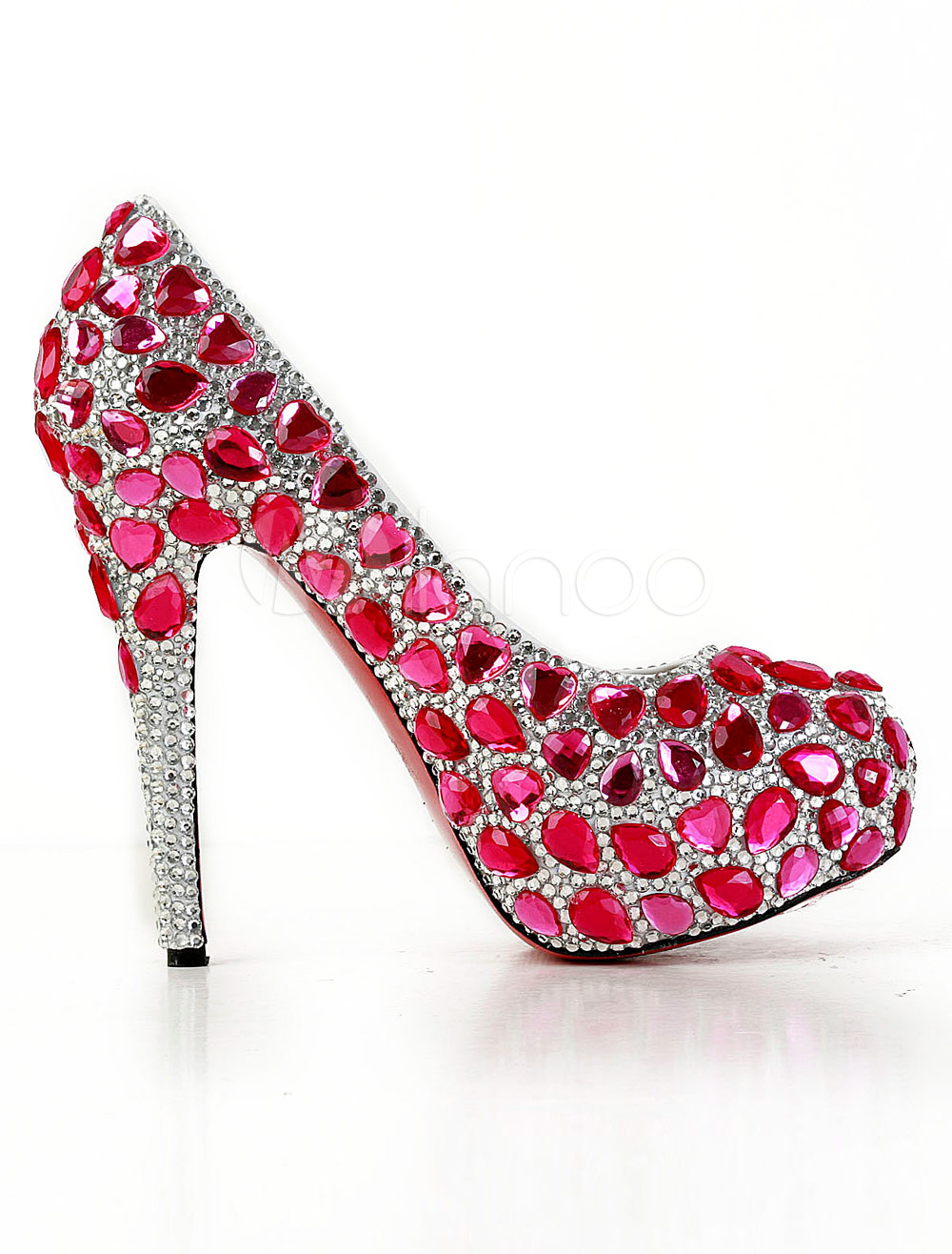 Shiny Red Almond Toe Stiletto Heel Women's High Heels - Milanoo.com