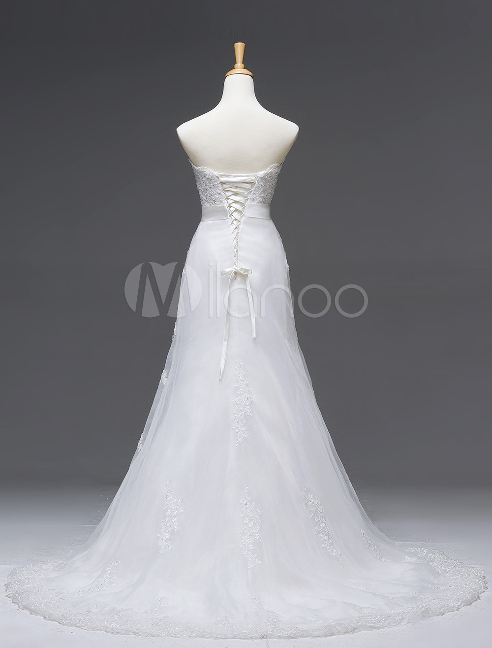 Elegant Ivory Beading Strapless A Line Bridal Wedding Dress 