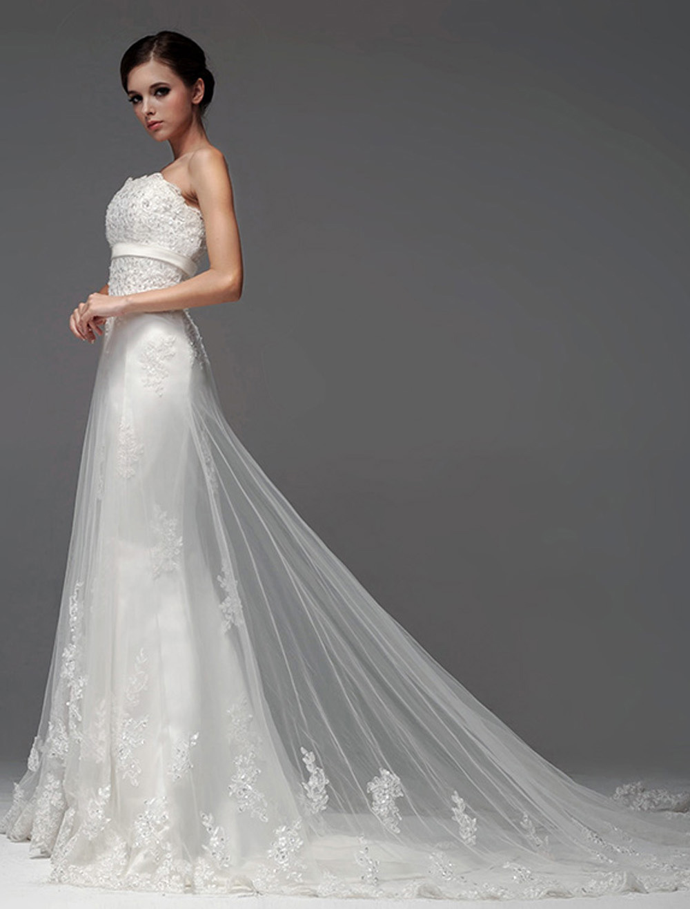 Elegant Strapless Beading Mermaid Wedding Dress For Bride - Milanoo.com