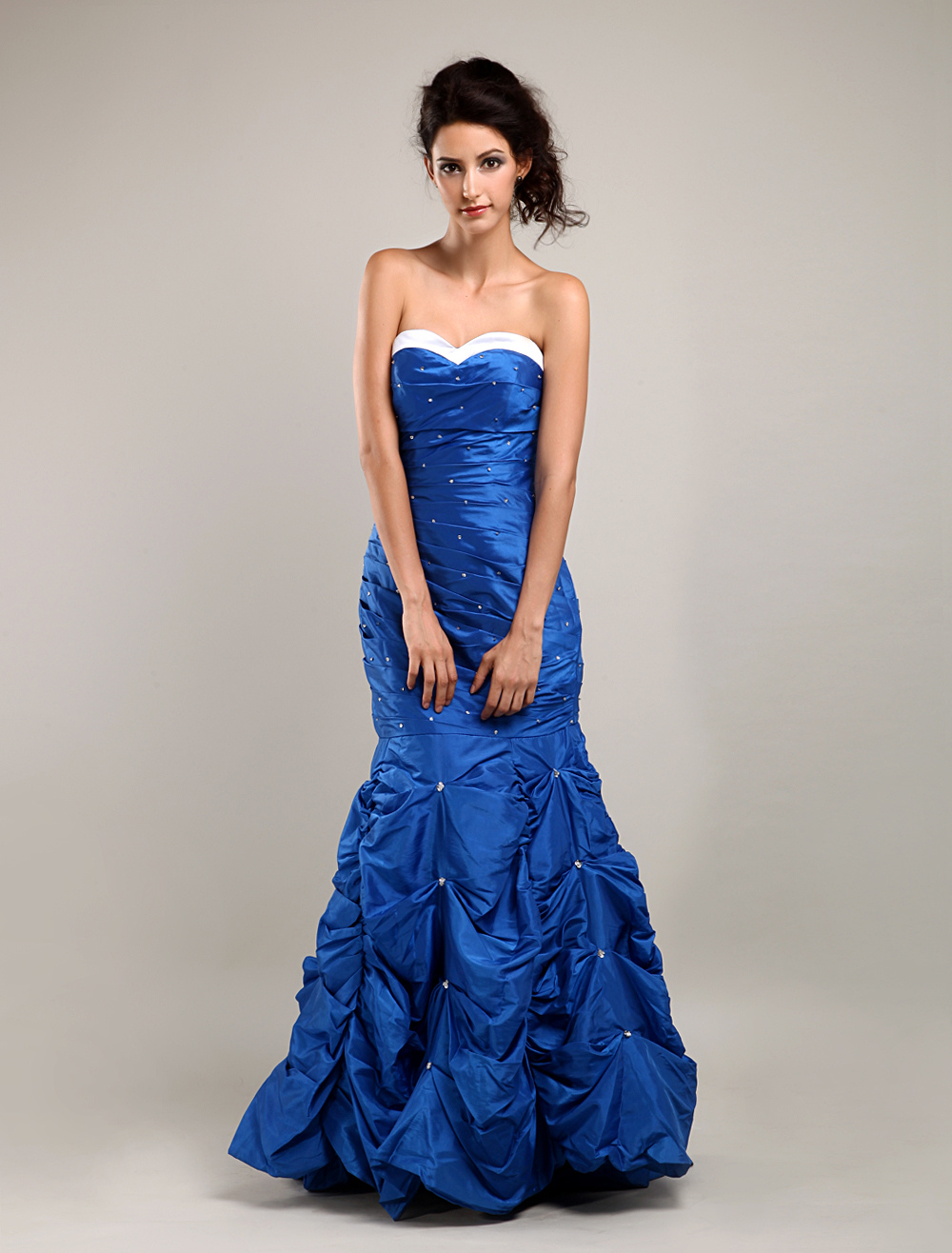 Deep Blue Strapless Mermaid Taffeta Prom Dress/Homecoming Dress ...