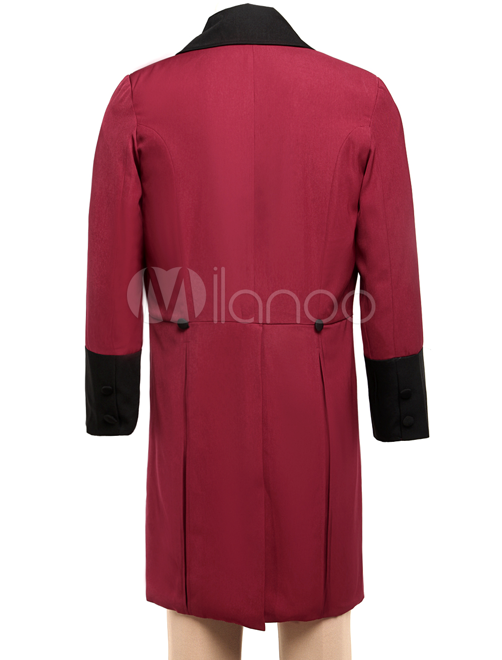 Men's Vintage Costume Victorian Burgundy High Low Coat Retro Overcoat ...