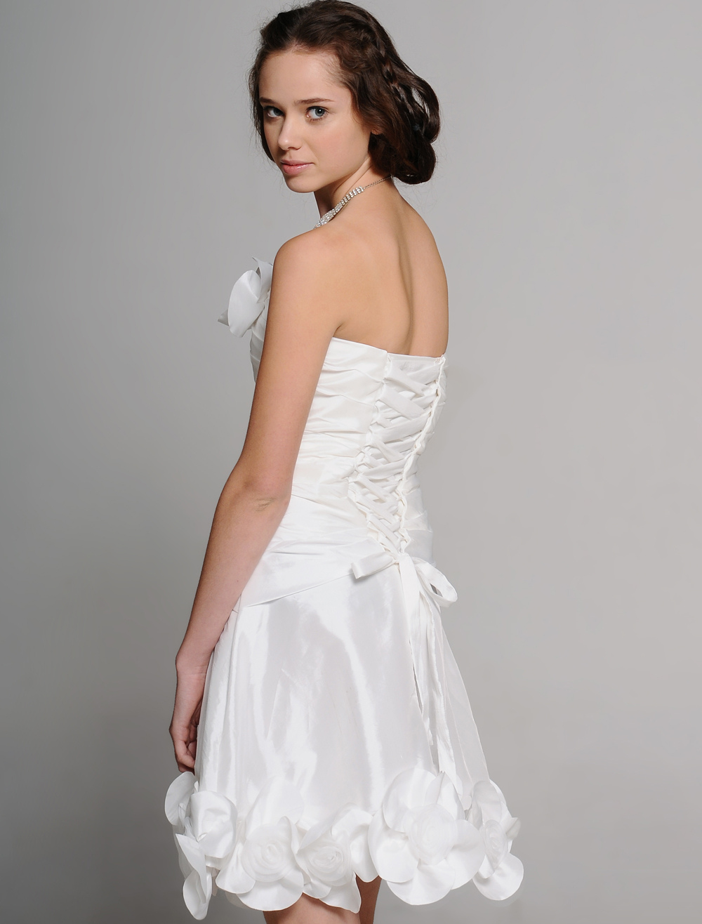 Beautiful Strapless Taffeta Mini Wedding Dress - Milanoo.com