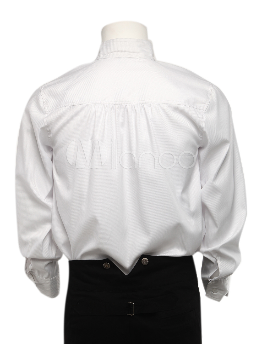 Steampunk White Shirts Men's Long Sleeve Button Up Standing Collar ...