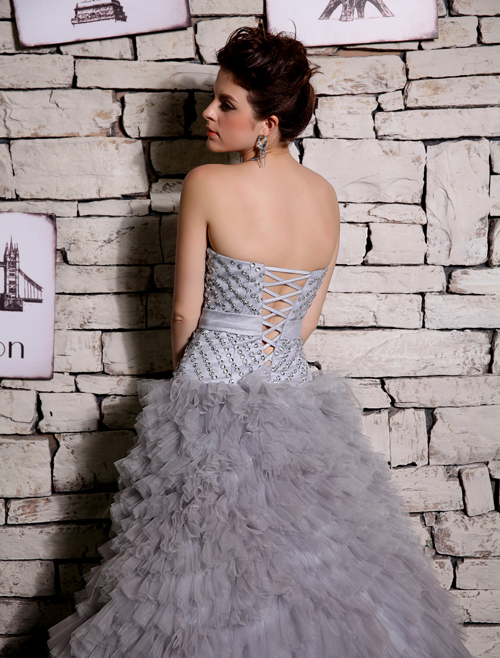 dark gray ball gown