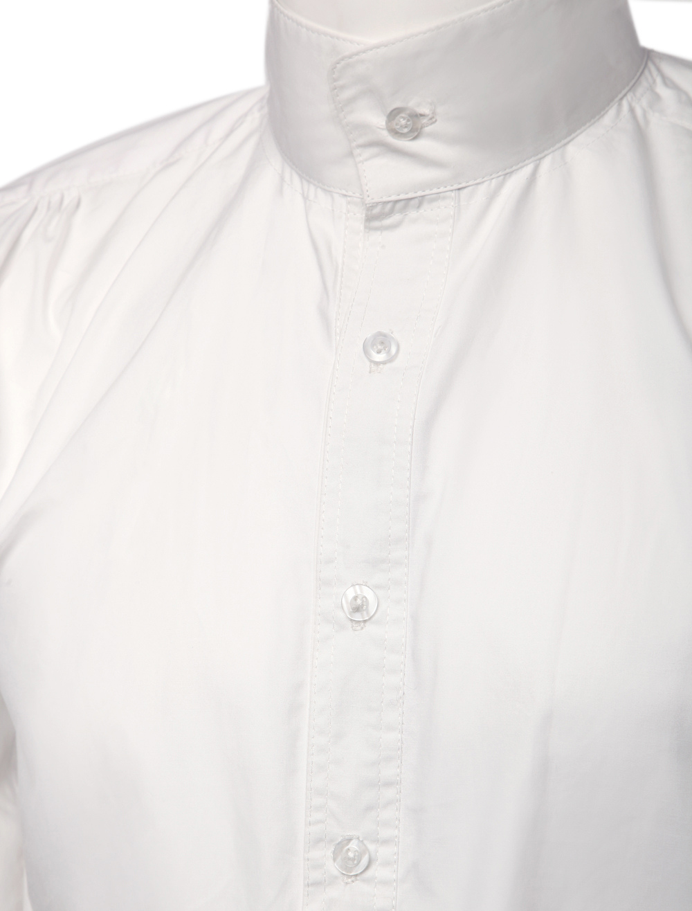 Retro Steampunk Shirts Men's White Long Sleeve Stand Collar Vintage