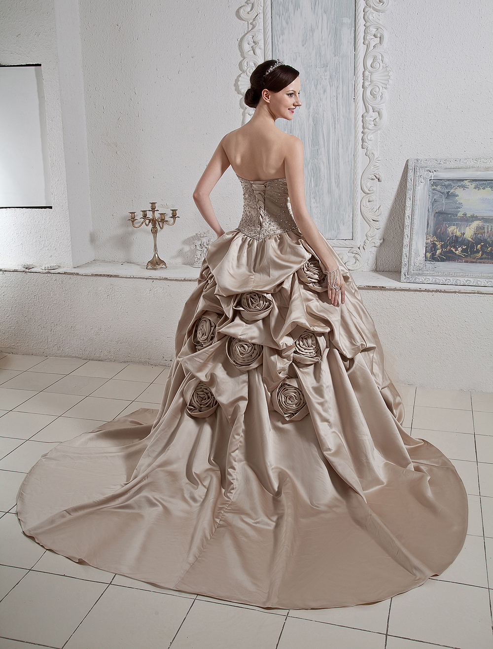 champagne colored ball gown