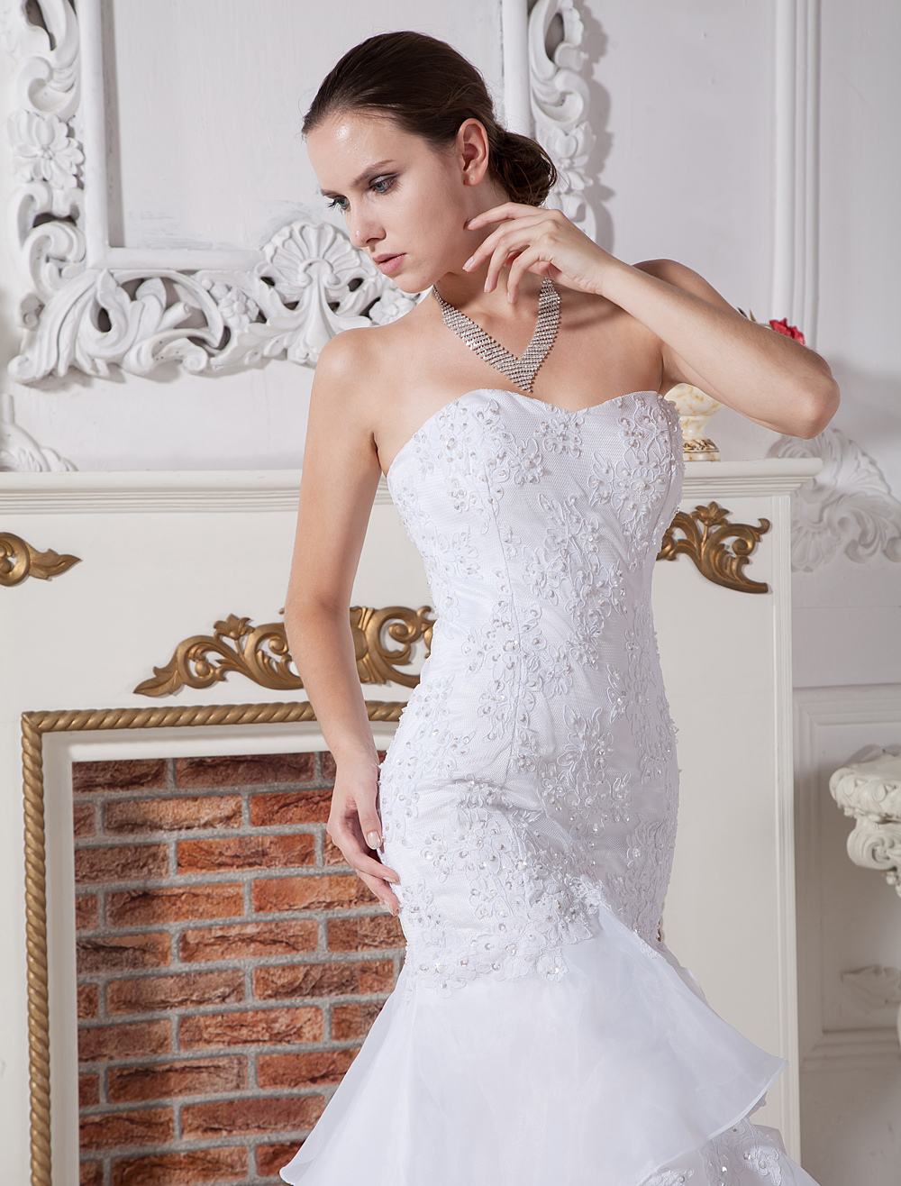 Sweetheart Mermaid Trumpet Beaded Embroidery Organza Wedding Dress ...