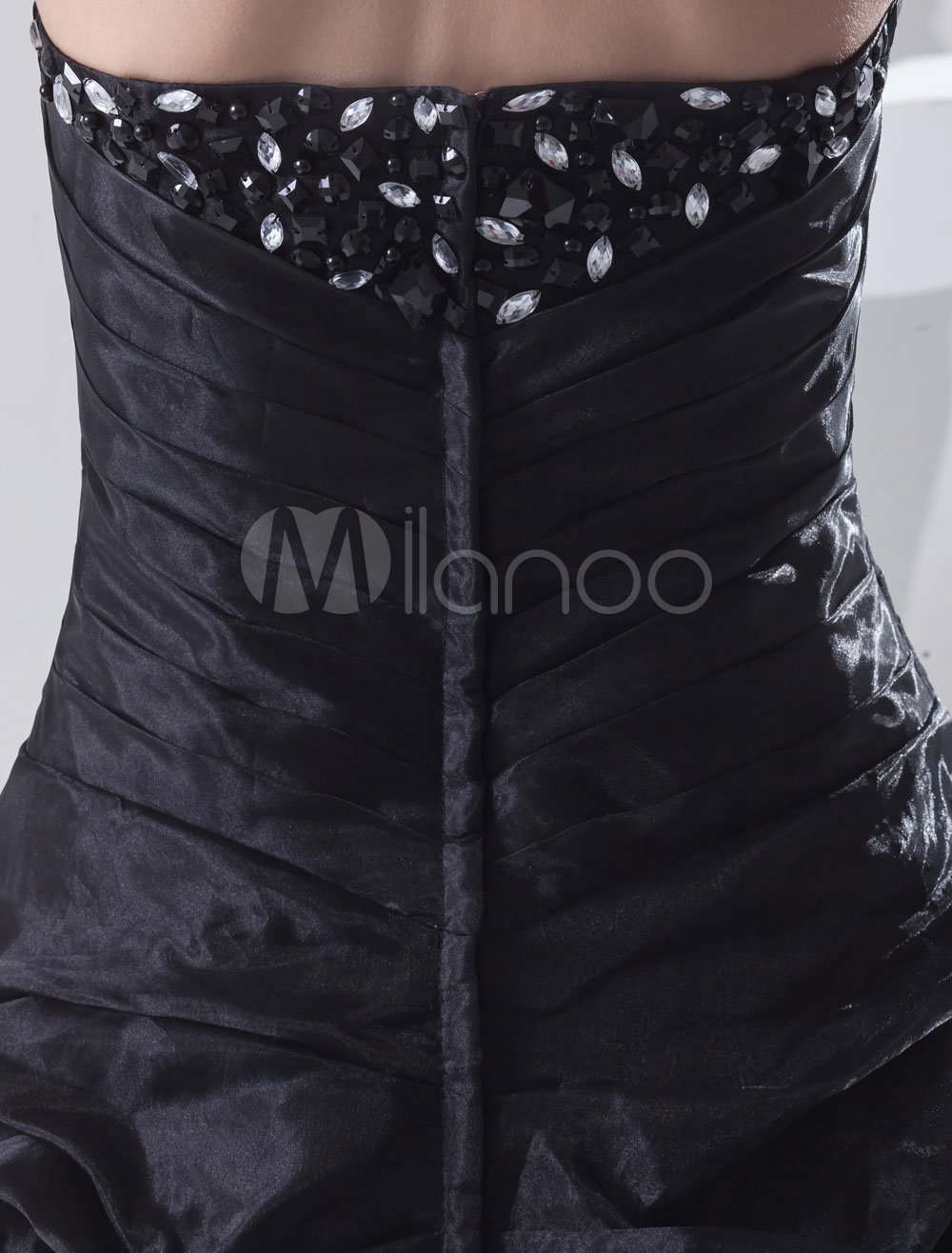Organza Cocktail Dress Black Two Piece A-Line High-Neck Asymmetrical Beaded