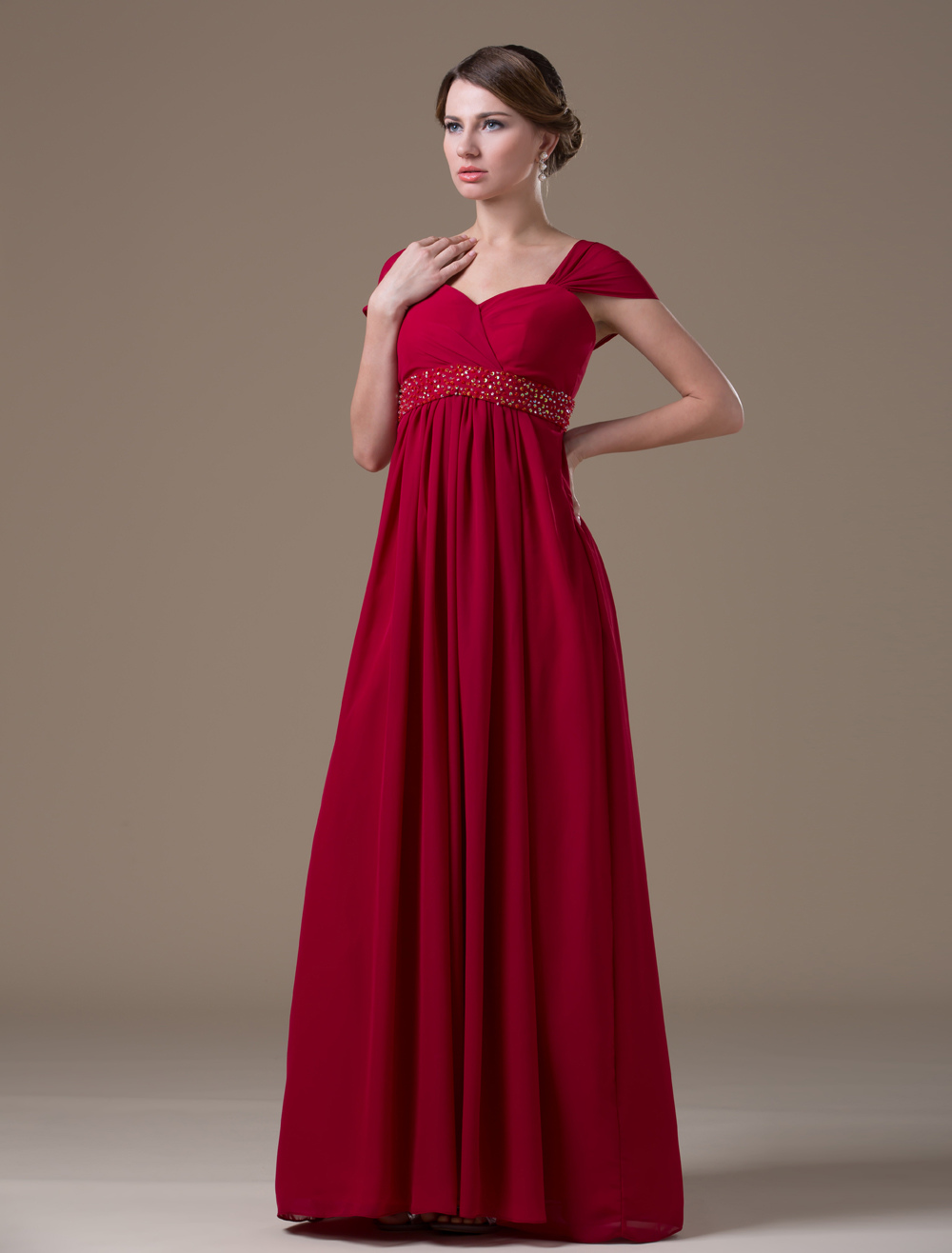 Blue Fashion Chiffon Floor-length Maternity Bridesmaid Dress - Milanoo.com