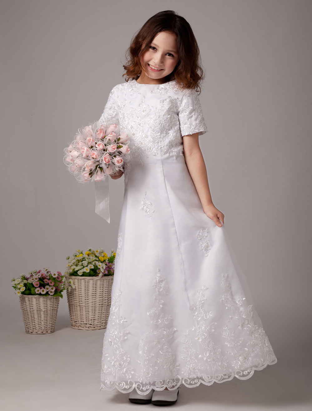 Set Completo Bolero + Corona Con Velo + Guanti Per Bambina - Bianco Per Matrimoni, Battesimi E Feste - Foto 7