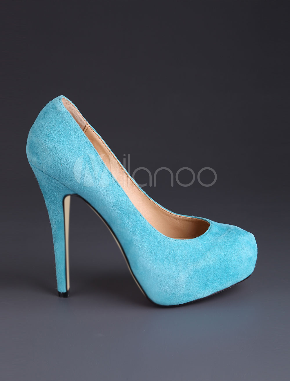 Sky Blue Sheepskin Suede Women's Platform Pumps - Milanoo.com