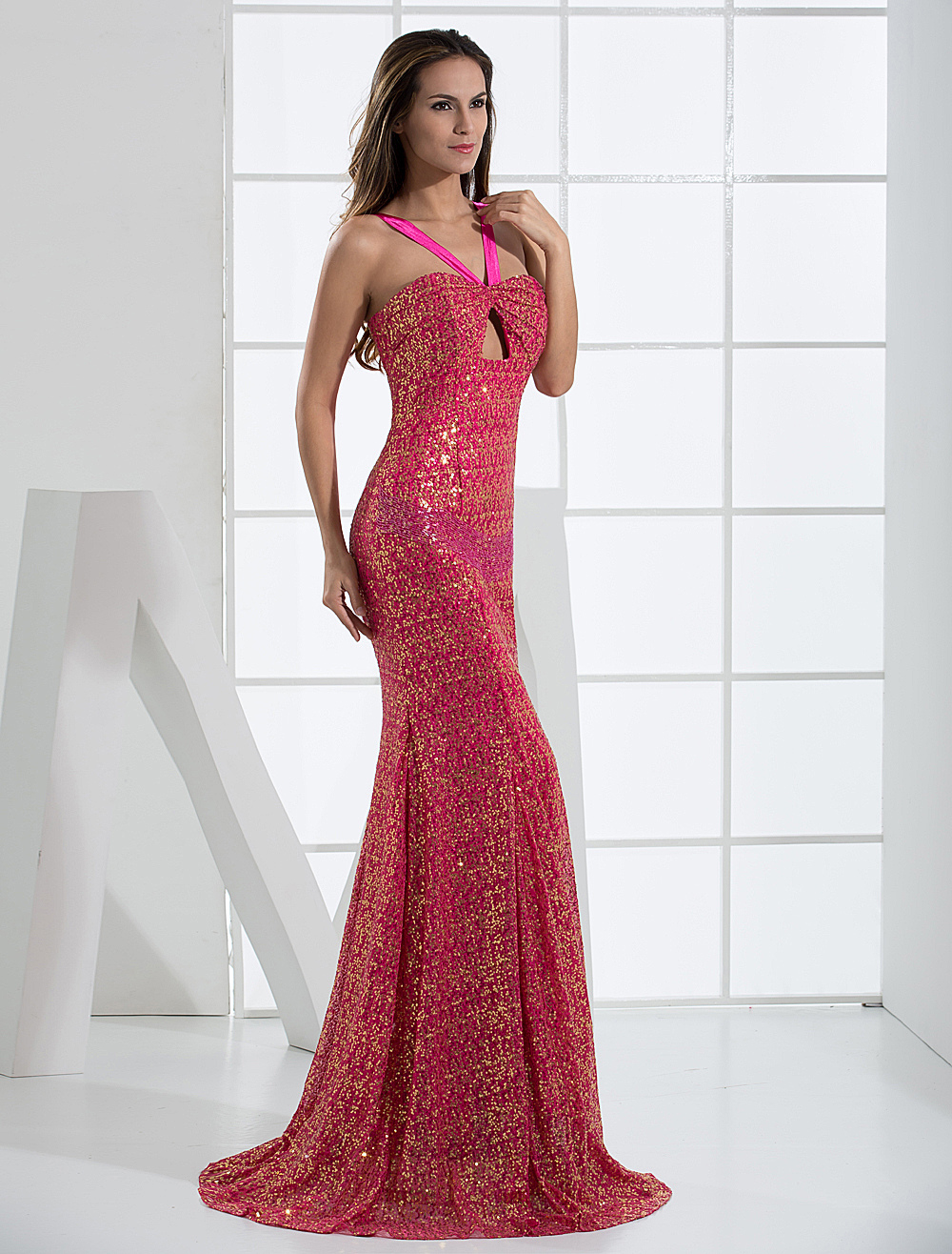 Vestito Fucsia Shownicer Mini Abito Aderente Da Donna Sexy Vestito