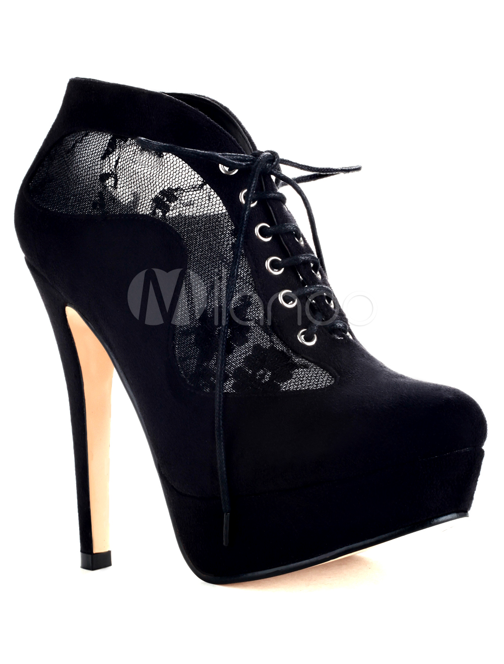 womens black lace up bootie